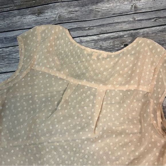 Daniel Rainn Sheer Dotted Short Sleeve Blouse, Peach color size small - Picture 5 of 6